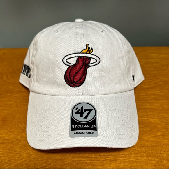 47 Other - NBA Miami Heat '47 Brand Clean Up Relaxed Playoffs Cap Hat Adjustable White NWT